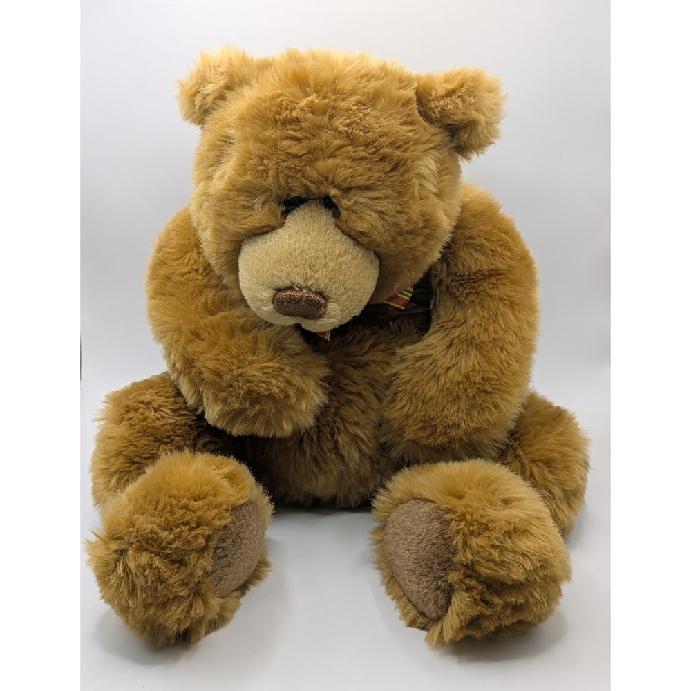 Gund Teddy Bear Snoodles 2476 Stuffed Plush Plaid Bow Bean Bottom 16" Brown